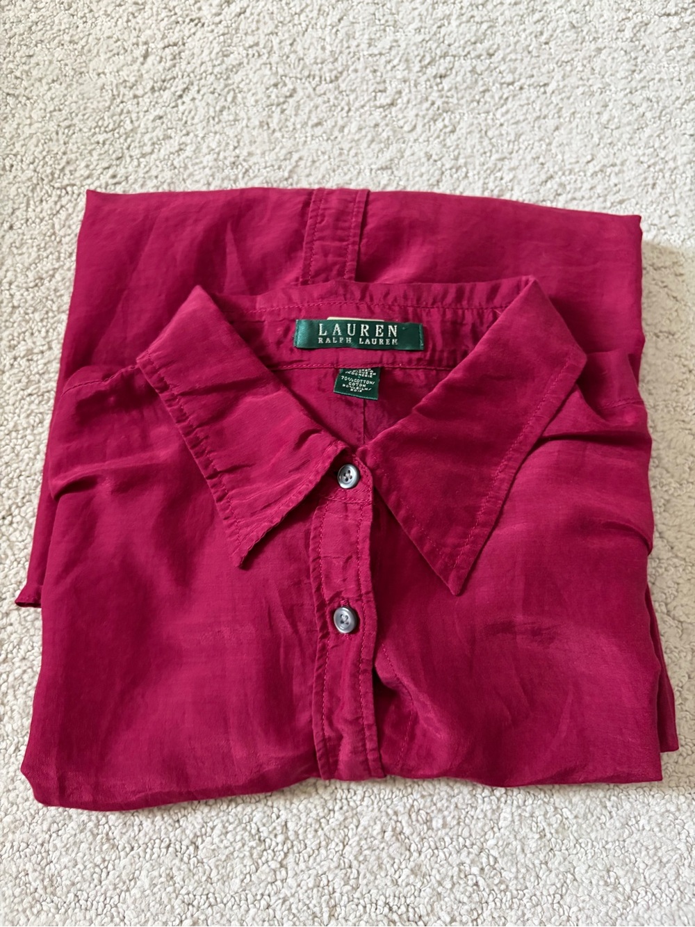 Lauren Ralph Lauren burgundy silk Blend button down shirt size 1X - Picture 9 of 10